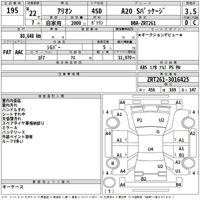 Toyota ALLION  с аукциона в Японии