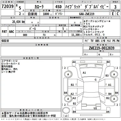 Toyota COROLLA  с аукциона в Японии