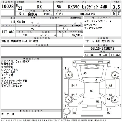 Lexus RX  с аукциона в Японии