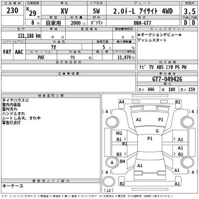 Subaru XV  с аукциона в Японии