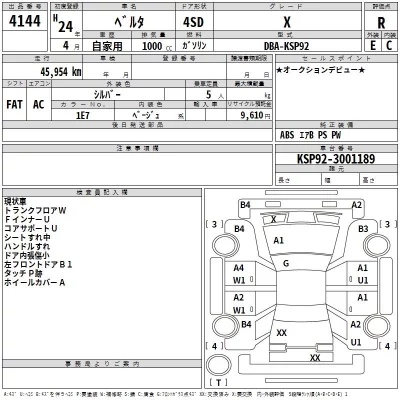 Toyota BELTA  с аукциона в Японии