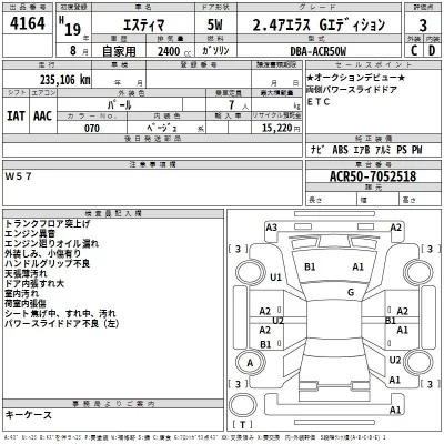 Toyota ESTIMA  с аукциона в Японии
