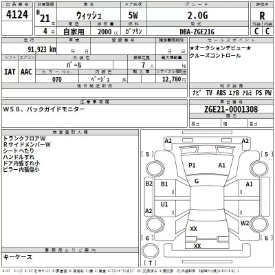 Toyota WISH  с аукциона в Японии