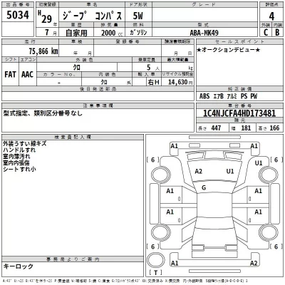 Chrysler JEEP COMPASS  с аукциона в Японии