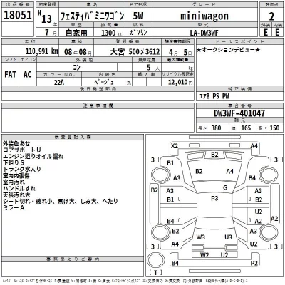 Ford FESTIVA MINI WAGON  с аукциона в Японии