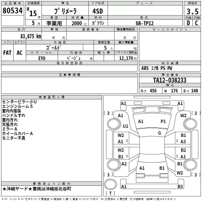 Nissan PRIMERA  с аукциона в Японии