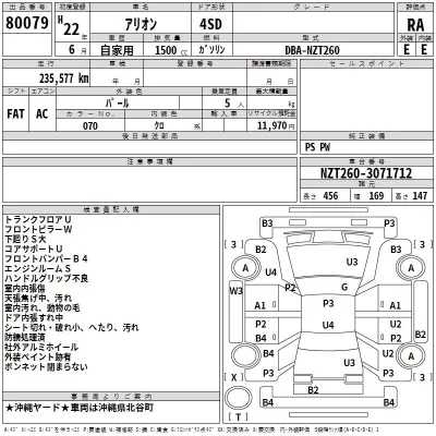 Toyota ALLION  с аукциона в Японии