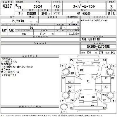 Toyota CRESTA  с аукциона в Японии