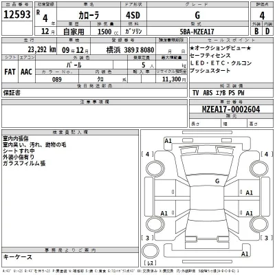Toyota COROLLA  с аукциона в Японии