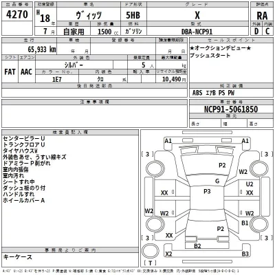 Toyota VITZ  с аукциона в Японии