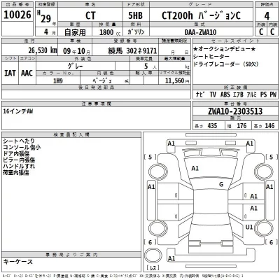 Lexus CT  с аукциона в Японии