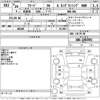 Honda FREED  с аукциона в Японии