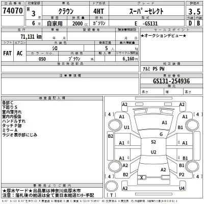 Toyota CROWN  с аукциона в Японии
