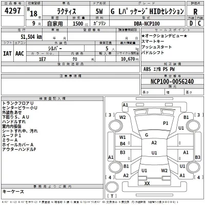 Toyota RACTIS  с аукциона в Японии
