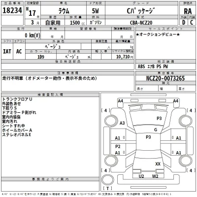 Toyota RAUM  с аукциона в Японии