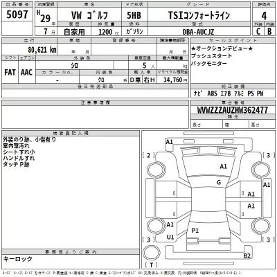 Volkswagen GOLF  с аукциона в Японии