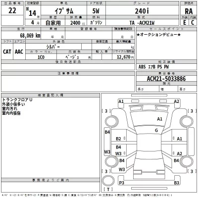 Toyota IPSUM  с аукциона в Японии