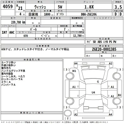 Toyota WISH  с аукциона в Японии