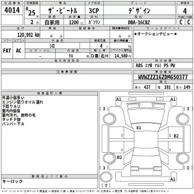 Volkswagen THE BEETLE  с аукциона в Японии