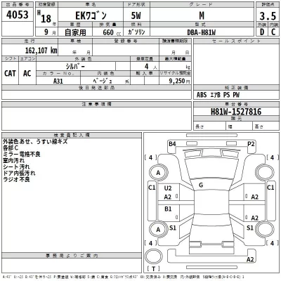 Mitsubishi EK WAGON  с аукциона в Японии