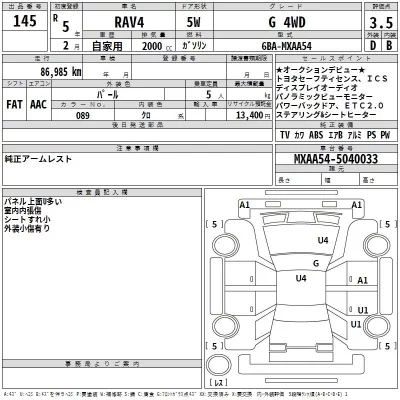 Toyota RAV4  с аукциона в Японии