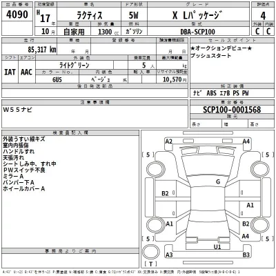 Toyota RACTIS  с аукциона в Японии
