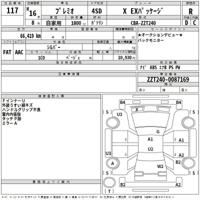 Toyota PREMIO  с аукциона в Японии