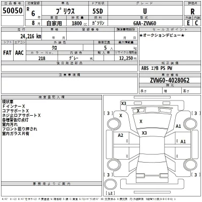 Toyota Prius  с аукциона в Японии