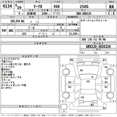 Toyota MARK X  с аукциона в Японии