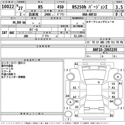 Lexus HS  с аукциона в Японии