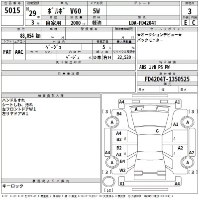 Volvo V60  с аукциона в Японии