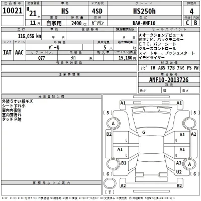 Lexus HS  с аукциона в Японии