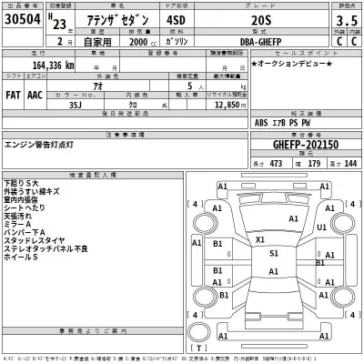 Mazda ATENZA SEDAN  с аукциона в Японии