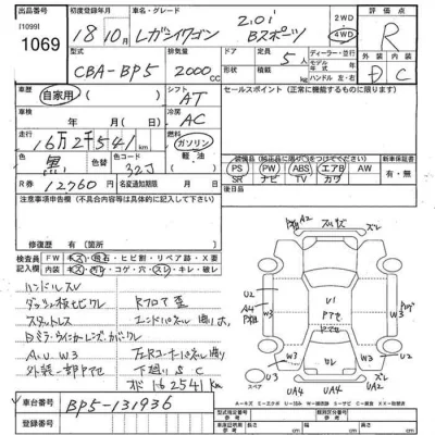 Subaru LEGACY  с аукциона в Японии