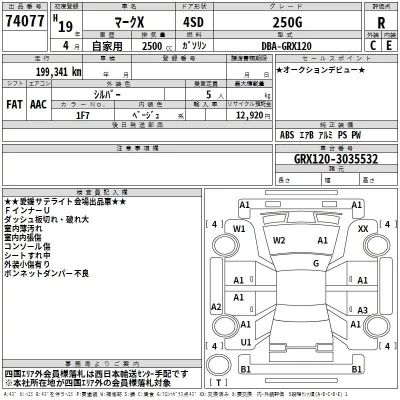 Toyota MARK X  с аукциона в Японии