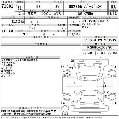 Lexus UX  с аукциона в Японии