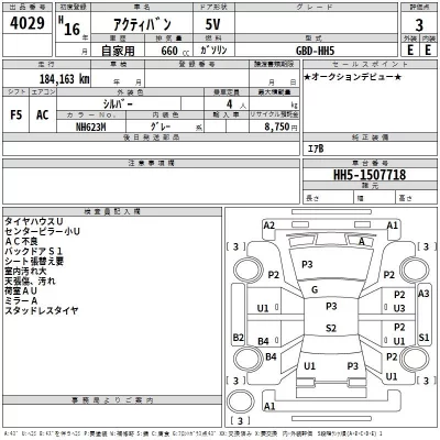 Honda ACTY VAN  с аукциона в Японии