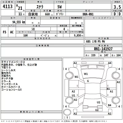 Subaru STELLA  с аукциона в Японии
