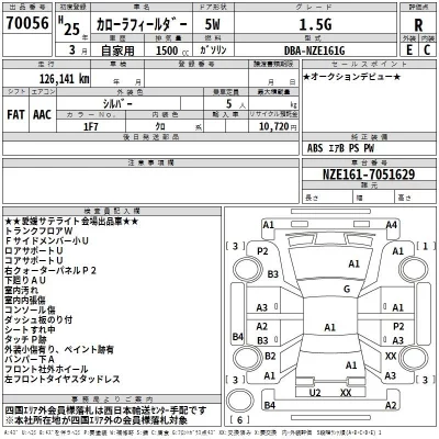 Toyota COROLLA FIELDER  с аукциона в Японии