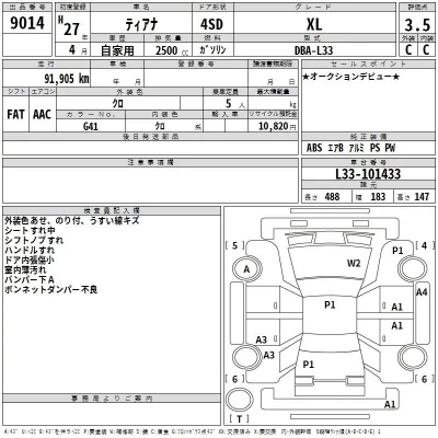 Nissan TEANA  с аукциона в Японии