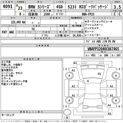 BMW 5-Series  с аукциона в Японии