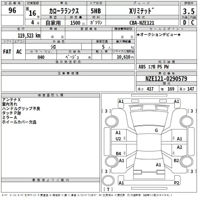 Toyota COROLLA RUNX  с аукциона в Японии