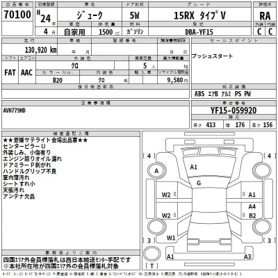 Nissan JUKE  с аукциона в Японии
