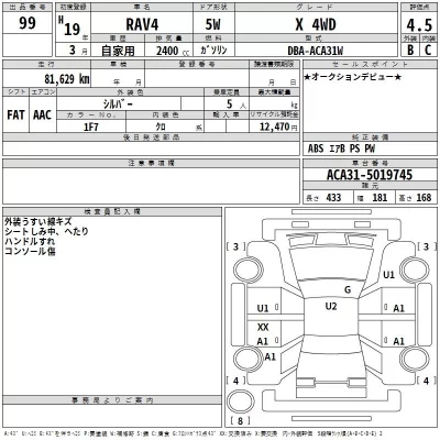 Toyota RAV4  с аукциона в Японии