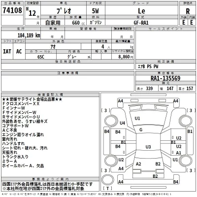 Subaru PLEO  с аукциона в Японии