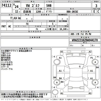 Volkswagen GOLF  с аукциона в Японии