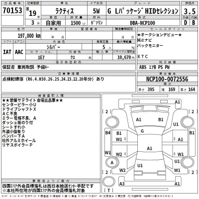 Toyota RACTIS  с аукциона в Японии