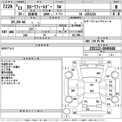 Toyota COROLLA FIELDER  с аукциона в Японии