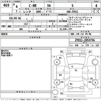 Toyota C-HR  с аукциона в Японии