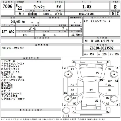 Toyota WISH  с аукциона в Японии